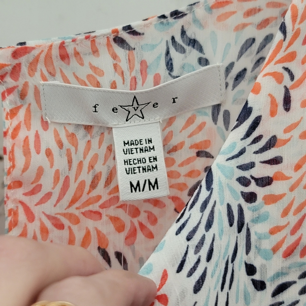 NWT Fever Womens Pink & Blue Double Layer Sleeveless Blouse Multi Splash - Med. - Picture 6 of 10